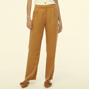 New J.Crew 100% Lyocell Straight Leg Trouser Camel Brown 0 $148